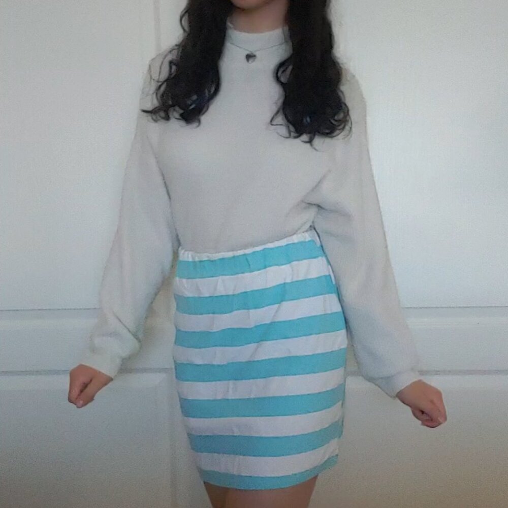 Light Blue Striped Skirt